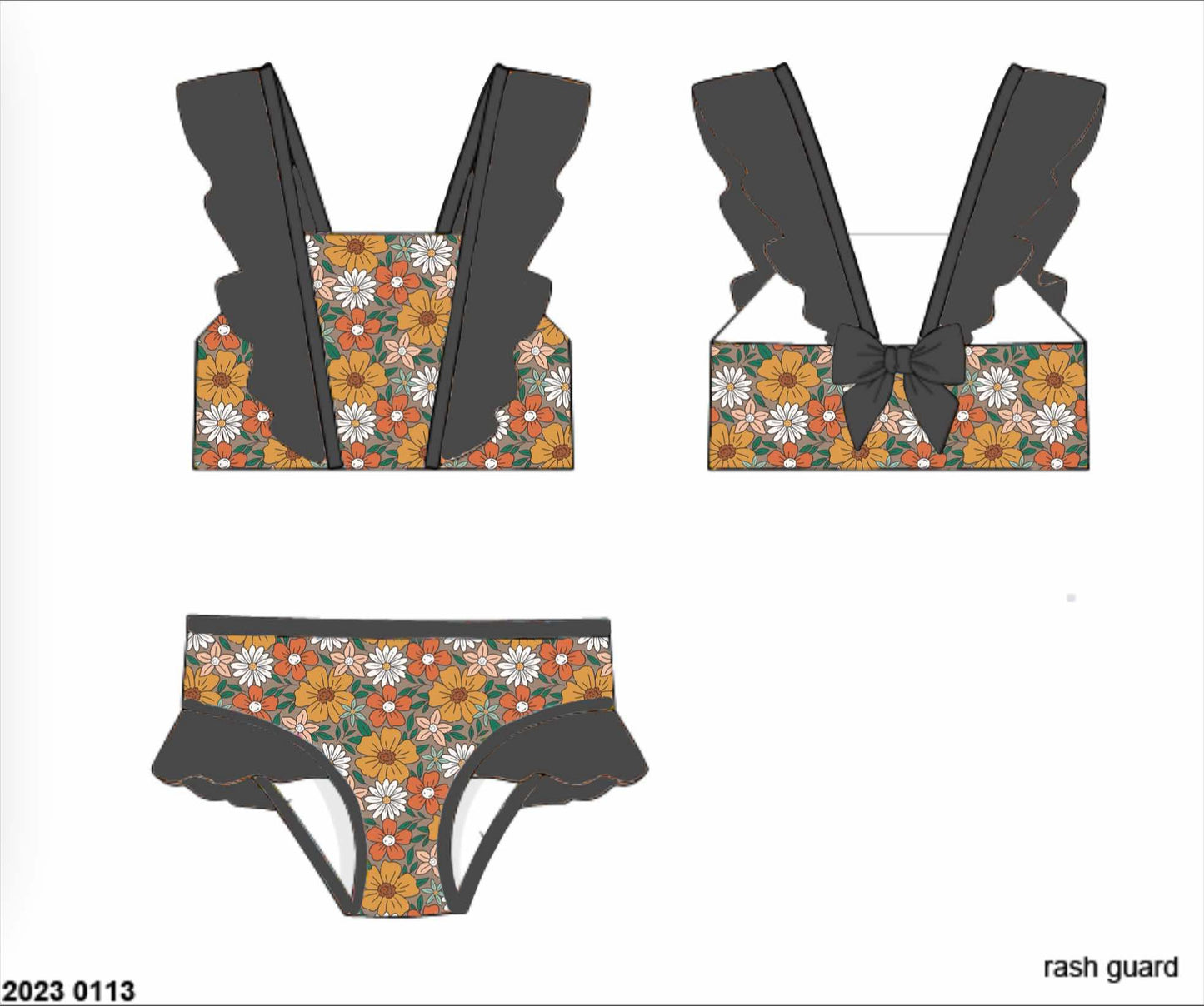 RTS: Cocoa Bay- Girls 2pc Ruffle Rash Guard Swim