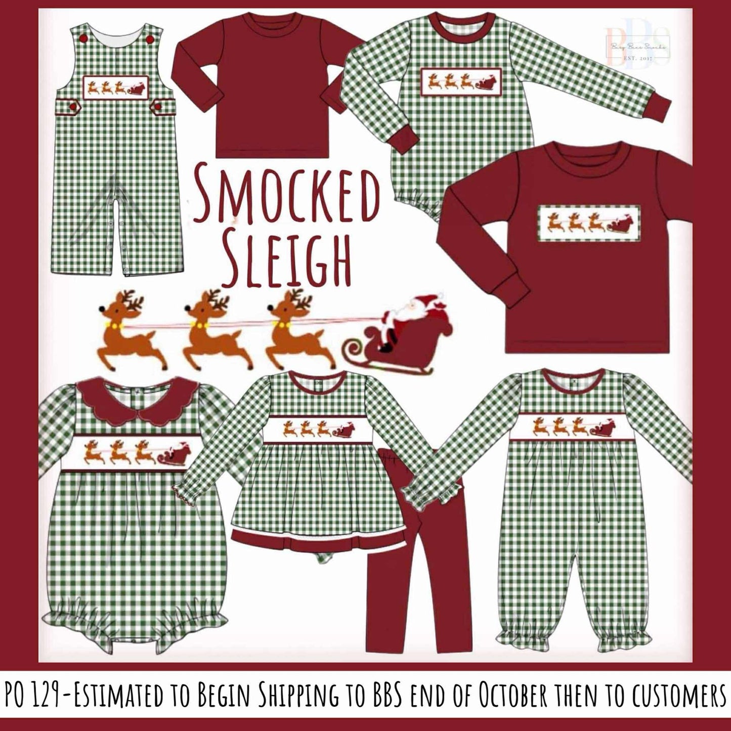RTS: Smocked Sleigh- Girls Knit Bubble