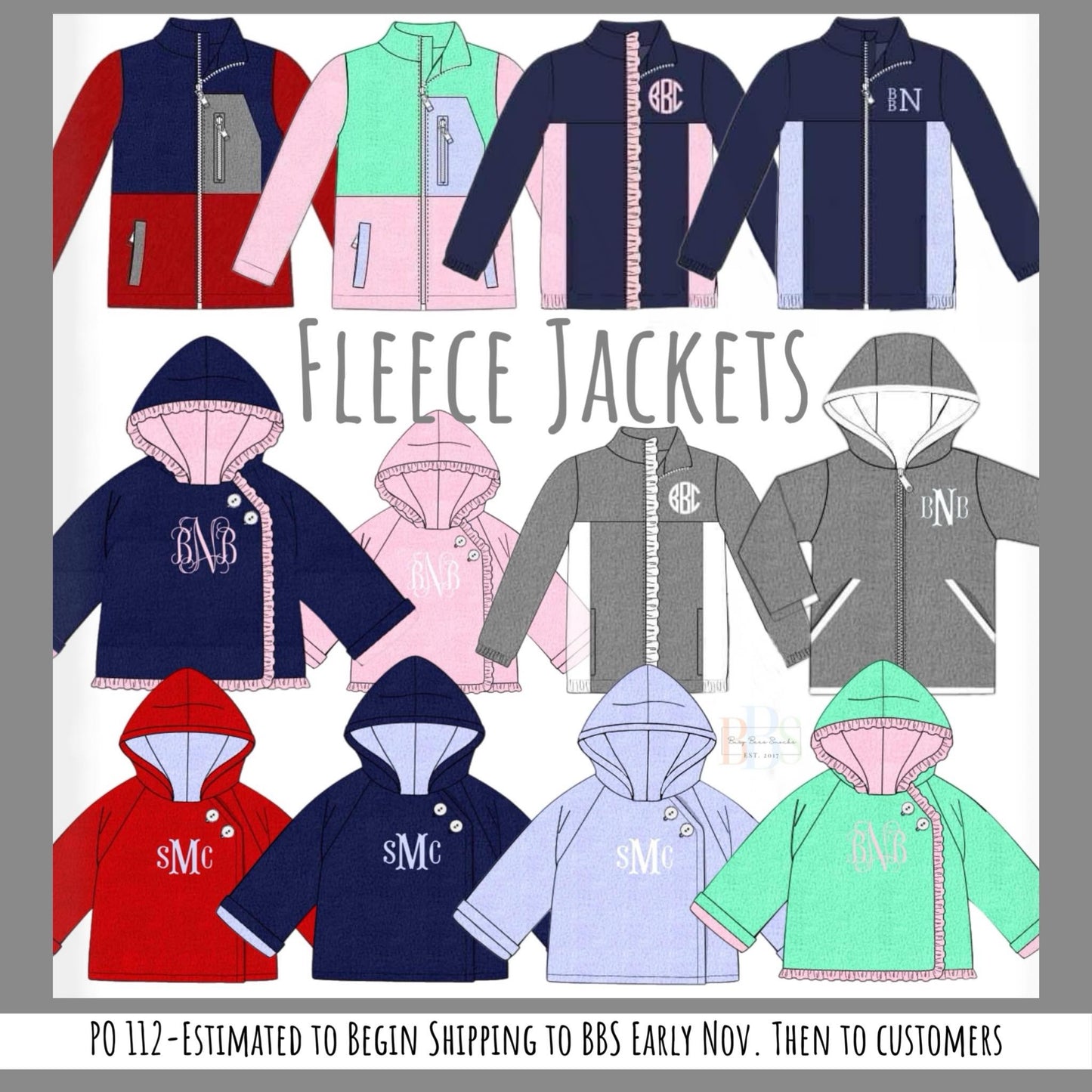 RTS: Fleece Jackets- Boys Navy & Light Blue Zipper Fleece