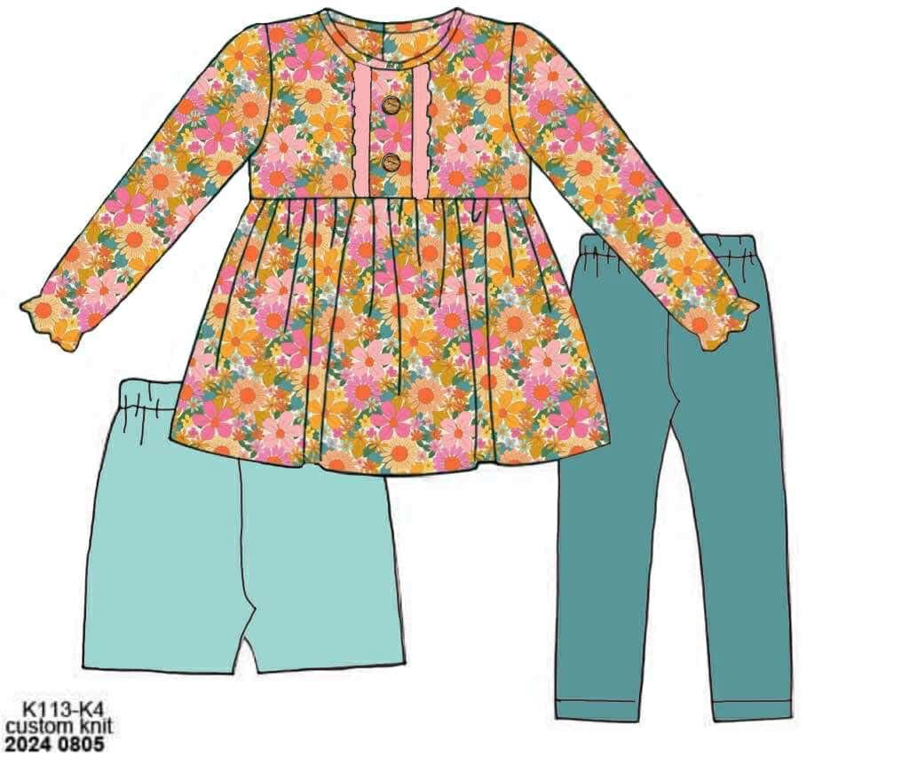 RTS: 3pc Knit Sets- Girls Remy Floral