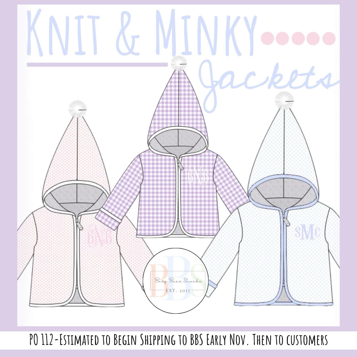 RTS: Knit & Minky Jackets- Blue Bitty Dot