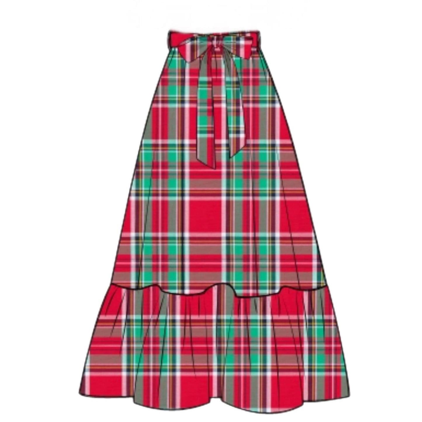 RTS: Holiday Party Plaid- Mom Woven Maxi Skirt