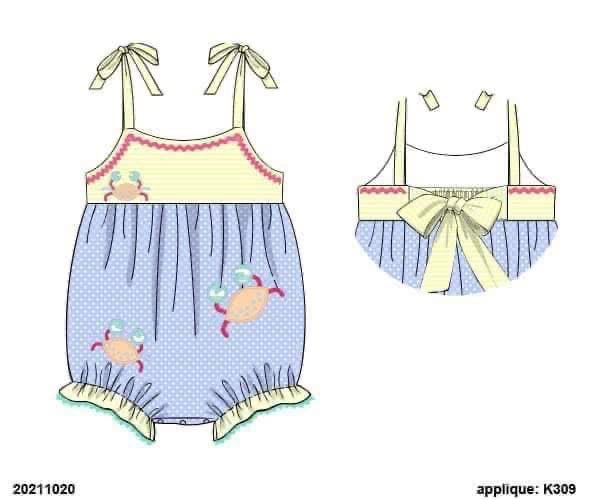 RTS: Fun Crabs- Girls Woven Bubble