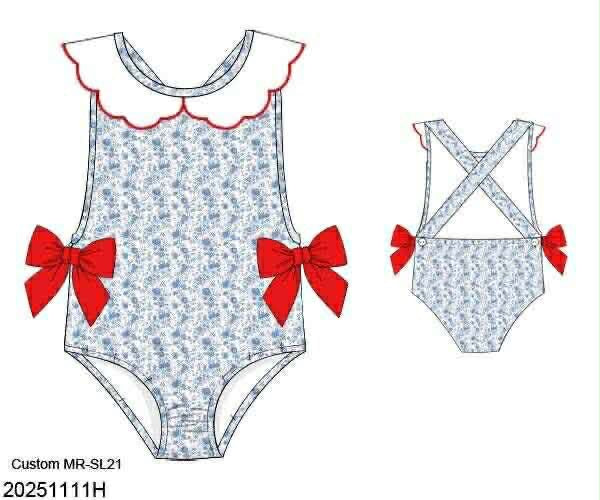 Pre Order 137: Brentwood Floral- Girls 1pc Rash Guard Swim