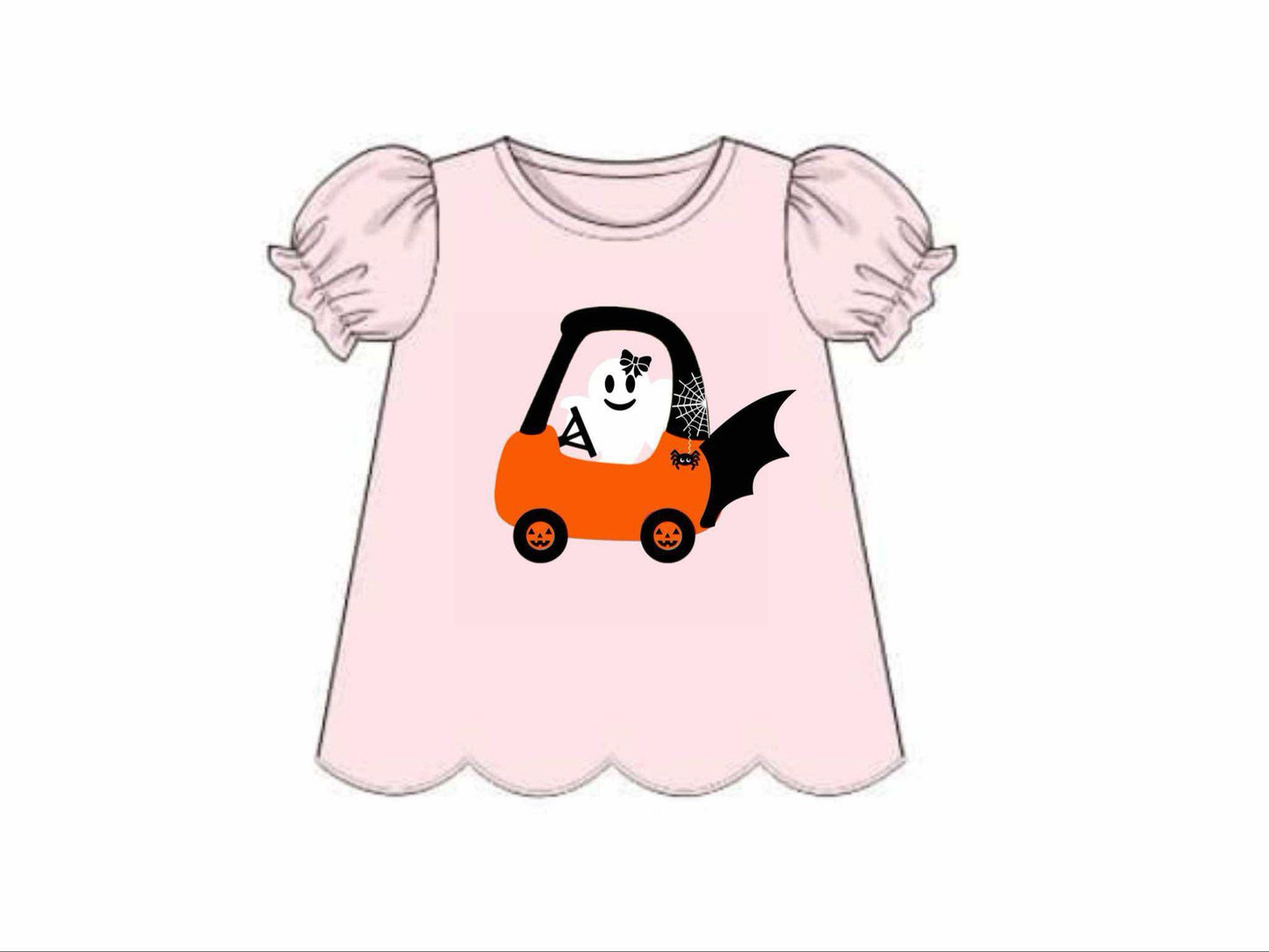 RTS: Halloween Shirt Only- Girls Cozy Coupe Ghost