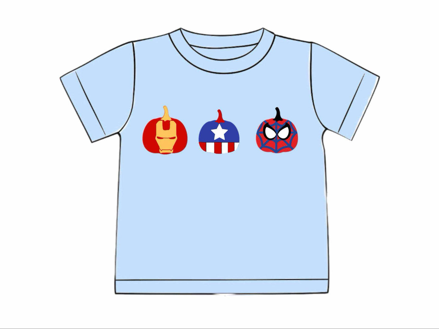 Pre Order 126: Halloween Shirt Only- Boys Hero Pumpkins