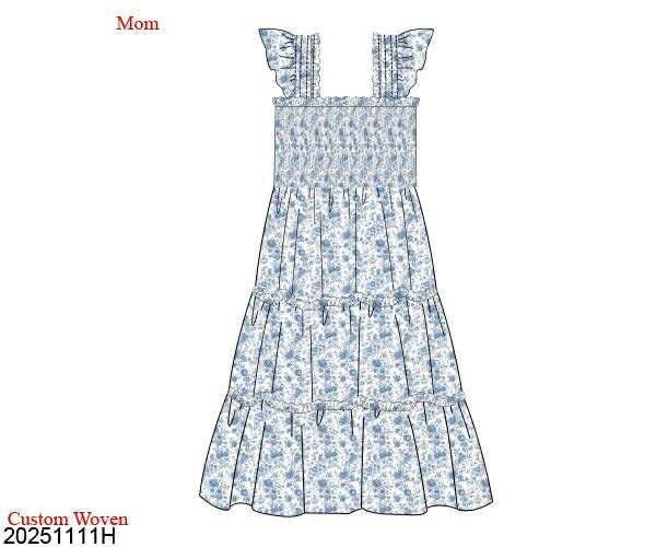 Pre Order 137: Brentwood Floral- Mom/Mini Woven Midi Dress