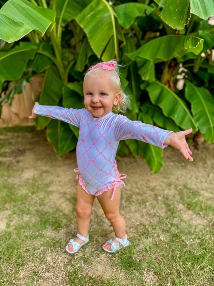 RTS: Ella Beau- Girls 1pc Long Sleeve Rash Guard Swim