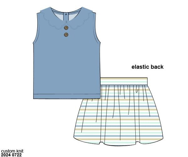 RTS: Seagrove Stripe- Girls Knit Skort Set