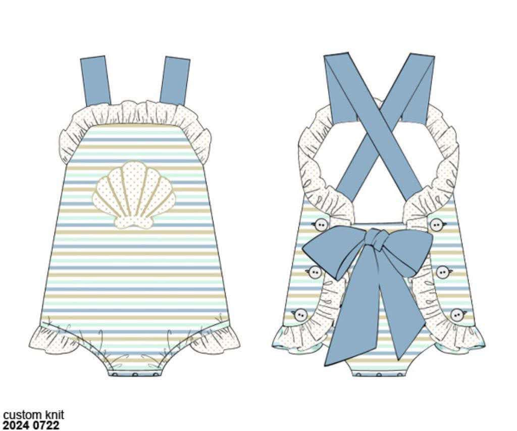 RTS: Seagrove Stripe- Girls Knit Sunsuit