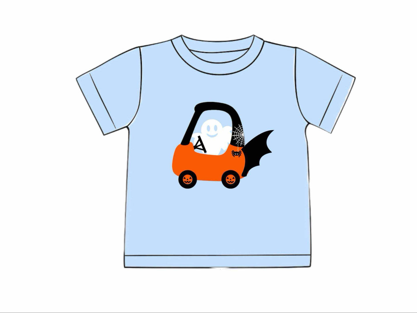 Pre Order 126: Halloween Shirt Only- Boys Cozy Coupe Ghost