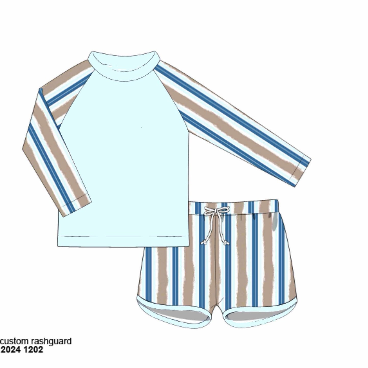 RTS: Driftwood Swim- Boys 2pc Rash Guard Brief Swim Set