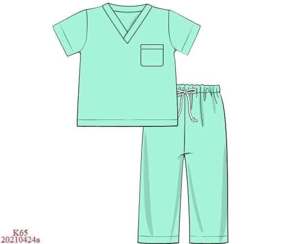 RTS: Grey Sloan Memorial- Mint Knit Scrub Set