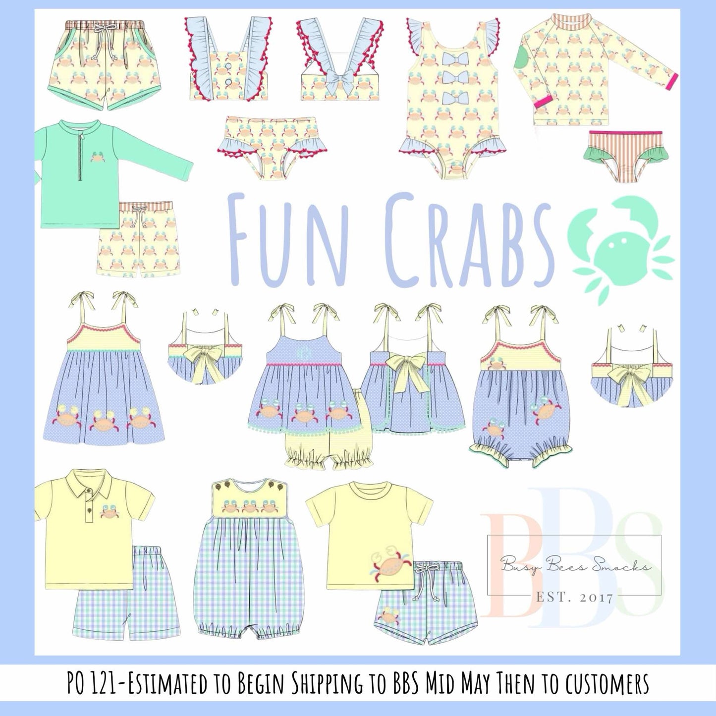 RTS: Fun Crabs- Girls Woven Appliqué Dress