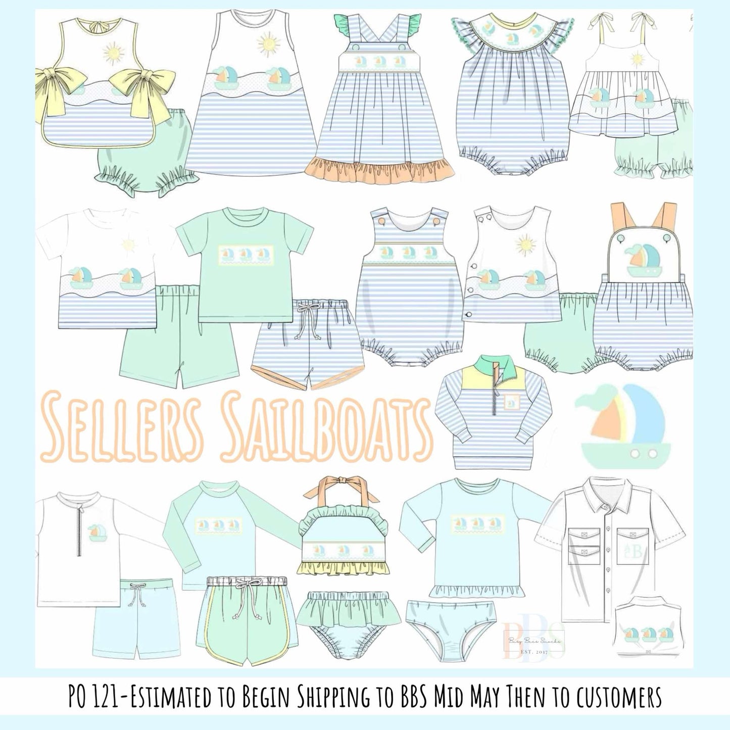 RTS: Sellers Sailboats- Girls Knit Bubble Short Set