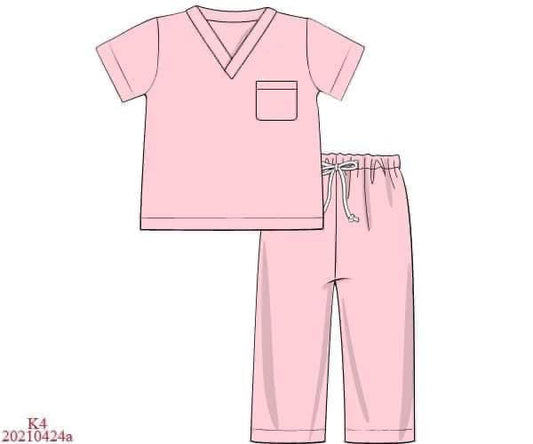 RTS: Grey Sloan Memorial- Pink Knit Scrub Set