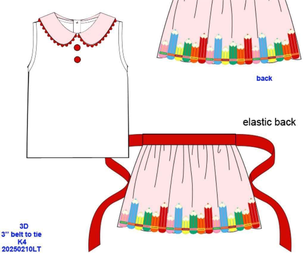RTS: Colored Pencils- Girls Woven Skort Set