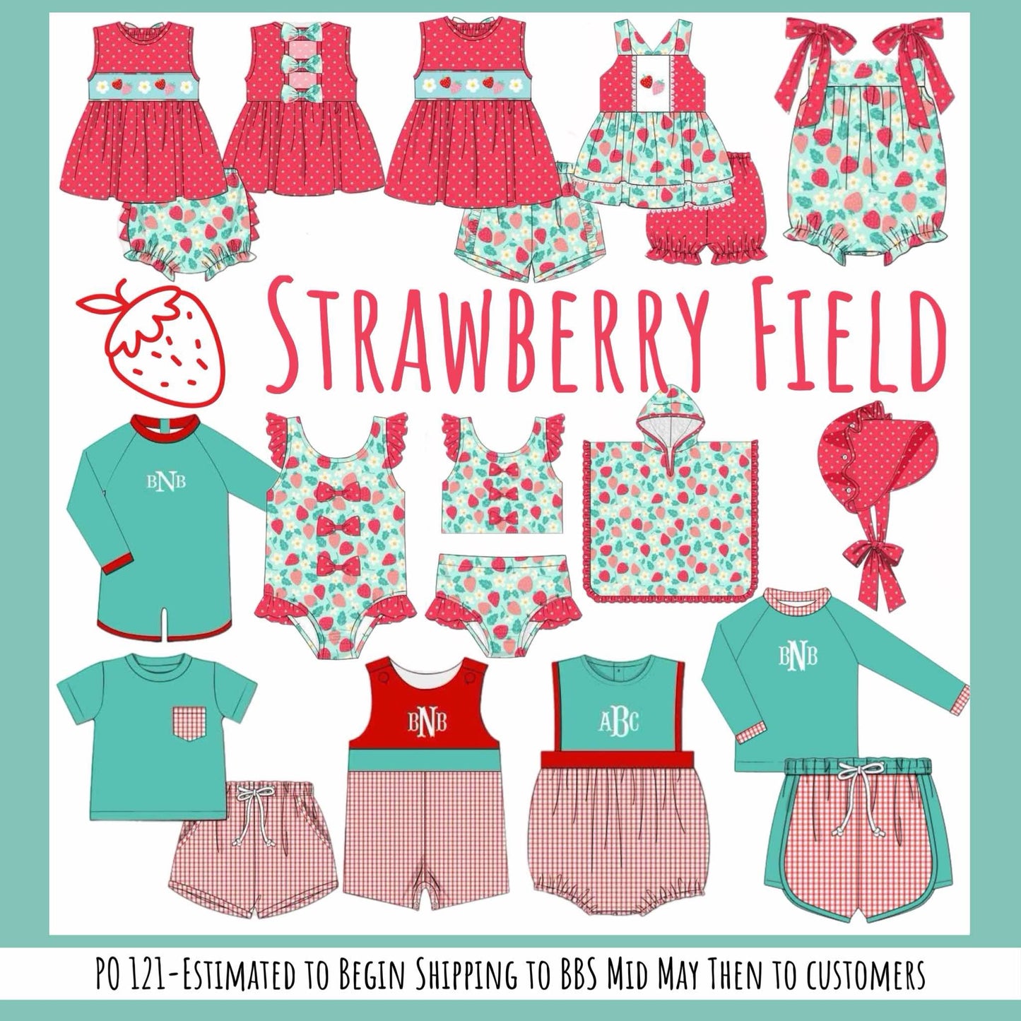 RTS: Strawberry Fields- Girls Knit Bubble Short Set