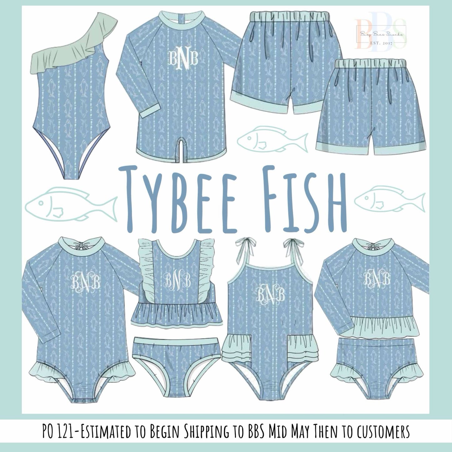 RTS: Tybee Fish- Boys 1pc Rash Guard Swim