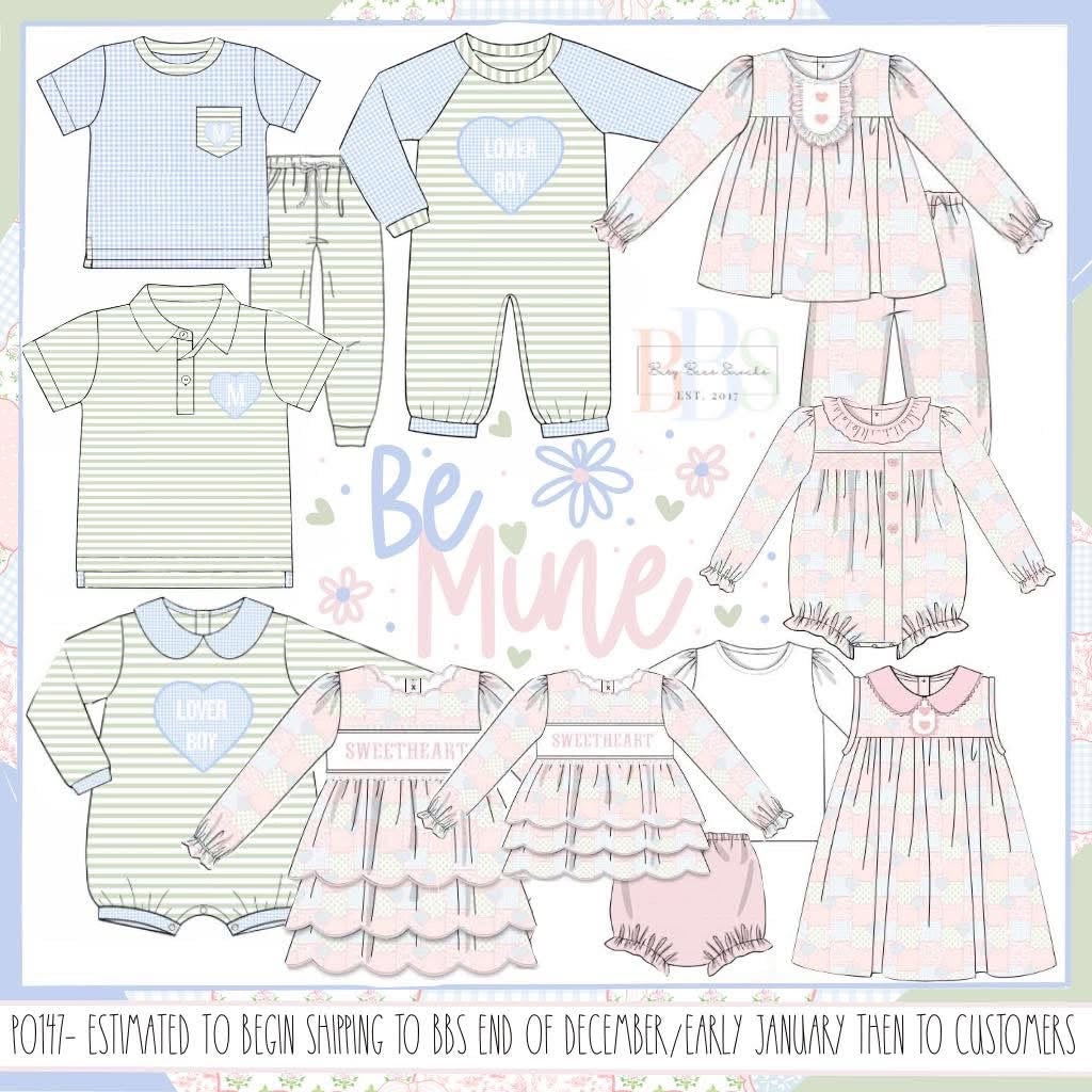 Pre Order 147: Be Mine- Girls Name Smock Woven Bloomer Set