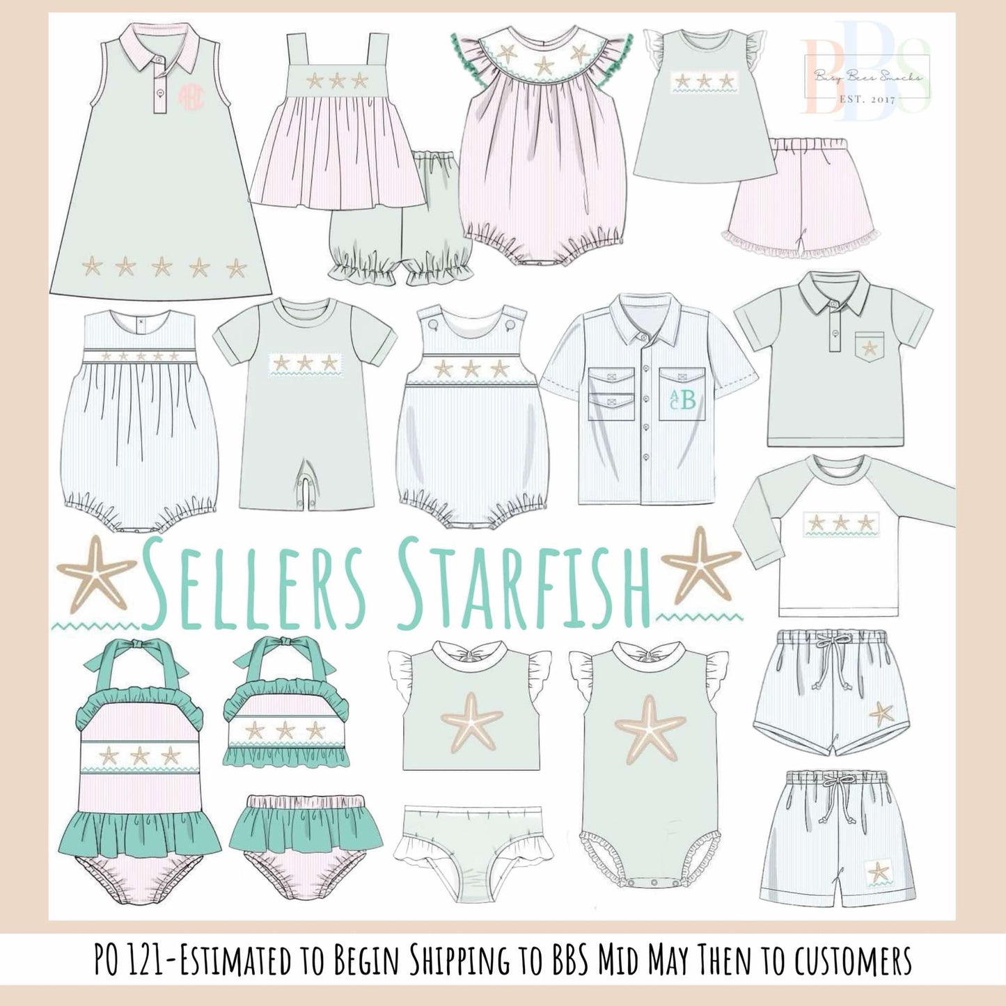RTS: Sellers Starfish- Girls 1pc Smocked Swim