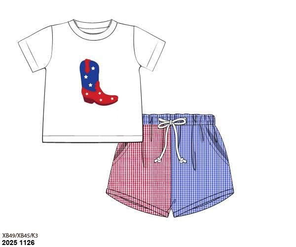 RTS: American Honey- Boys Woven Shortie Set