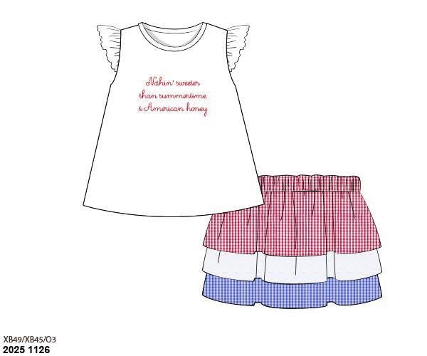 Pre Order 137: American Honey- Girls Woven Skort Set