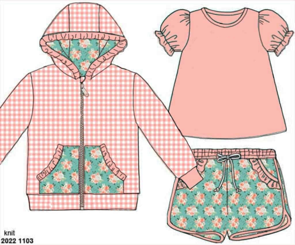 RTS: 3pc Knit Jacket Set- Girls Kenzie Floral