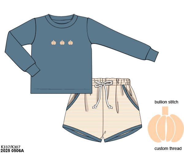 RTS: Bullion Pumpkins- Boys Knit Shortie Set