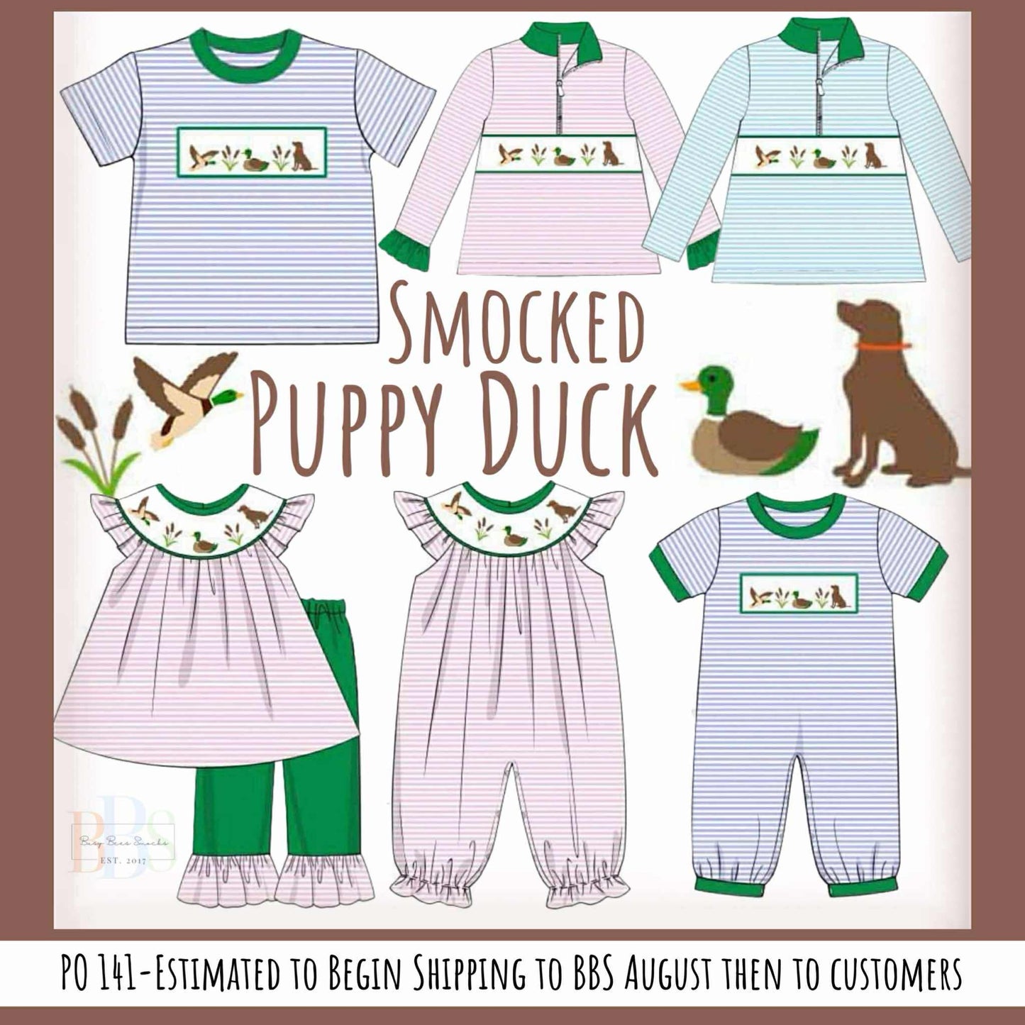 Pre Order 141: Smocked Puppy Duck- Boys Knit Pullover