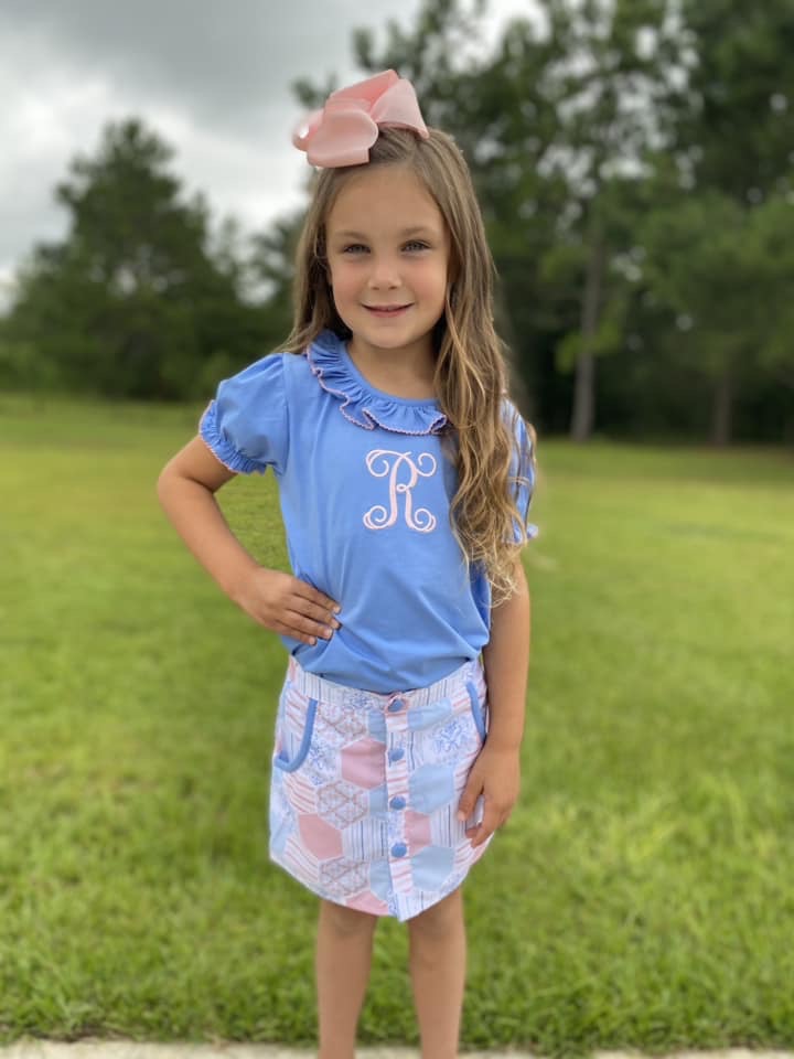 RTS: Palmer Patches- Girls Woven Skort Set (Without Monogram)