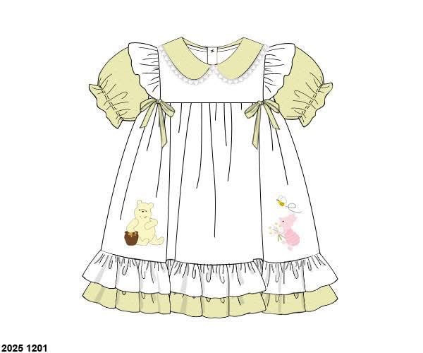 Pre Order 137: Silly Ol' Bear- Girls Swiss Dot Dress