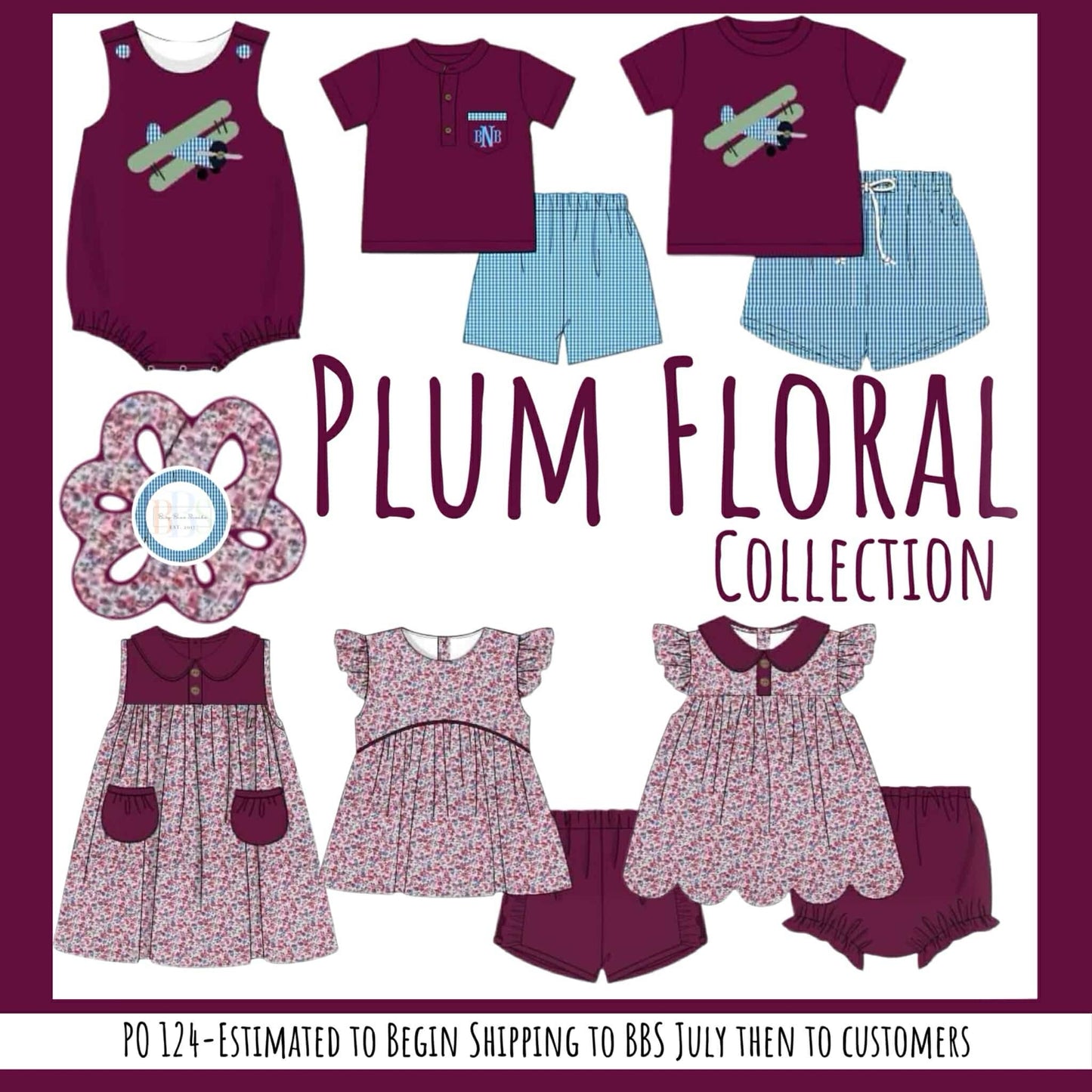 RTS: Plum Floral & Planes- Girls Knit Shortie Set