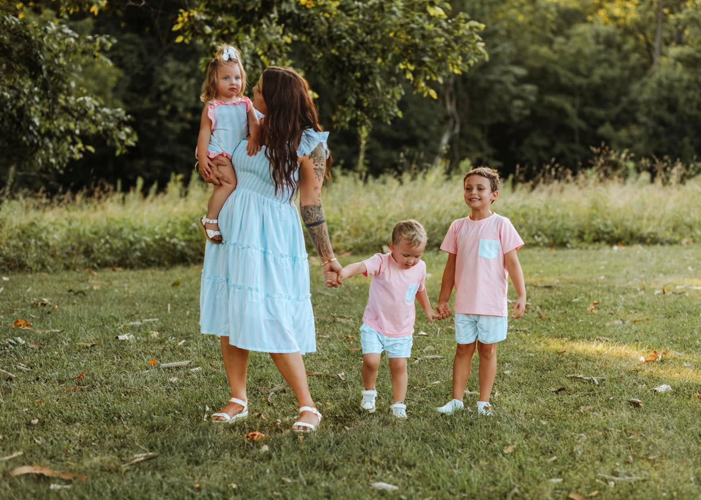RTS: Pastel Stripes- Boys Woven Shortie Set