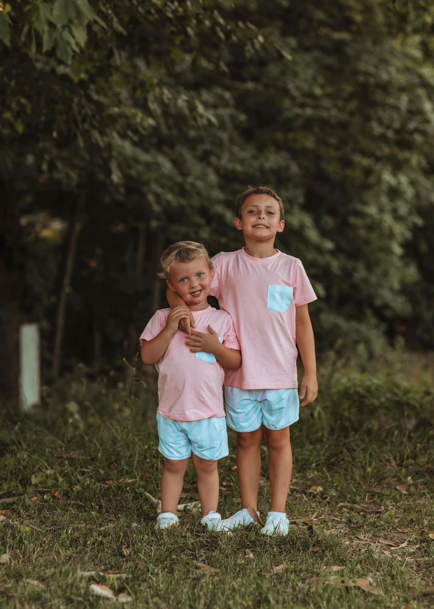 RTS: Pastel Stripes- Boys Woven Shortie Set