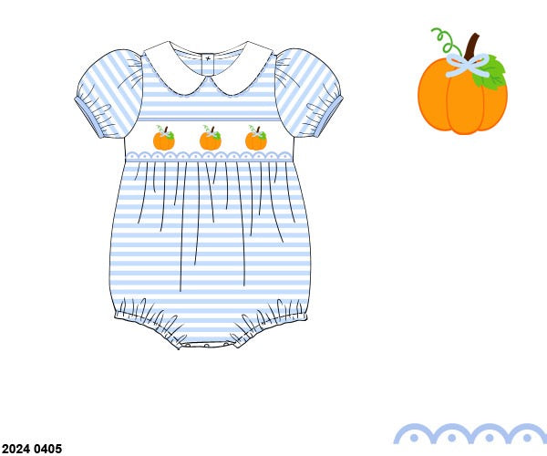 RTS: Connor's Smocked Pumpkins- Girls Knit Bubble
