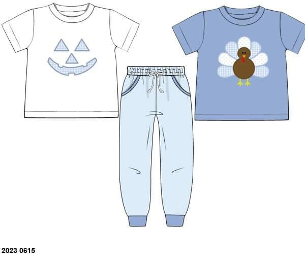Pre Order 126: Pumpkin/Turkey- Boys 3pc Jogger Set