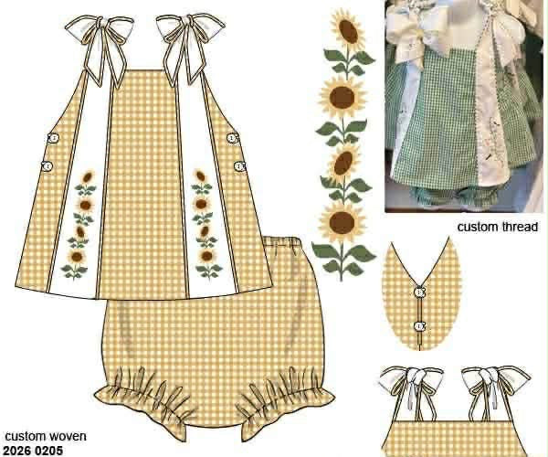 RTS: Sunflowers- Girls Knit Bloomer Set