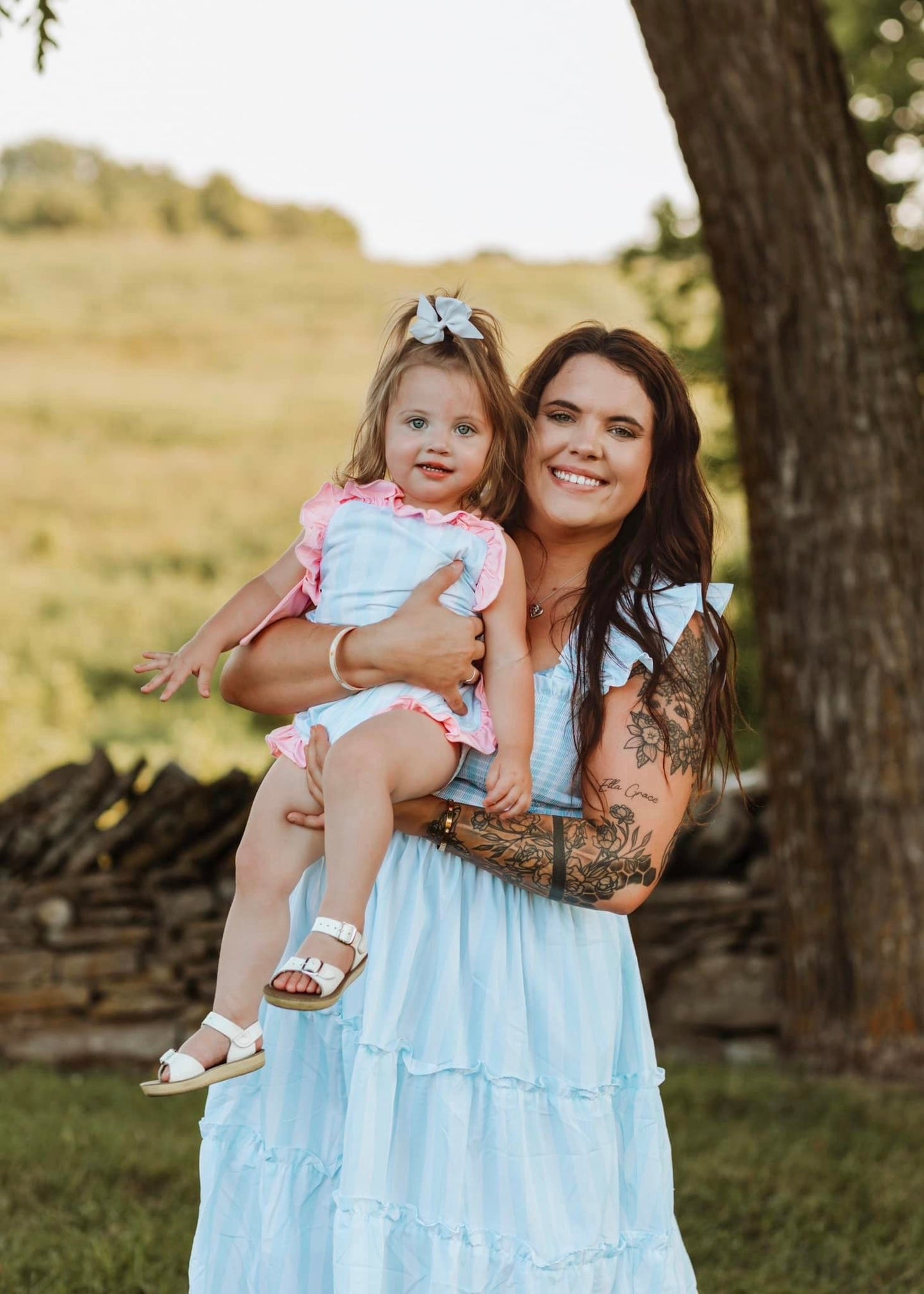 RTS: Pastel Stripes- Mom/Mini Woven Midi Dress