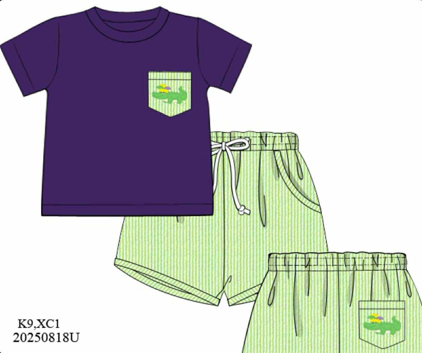 Pre Order 132: Fleur De' Fun- Boys Woven Shortie Set