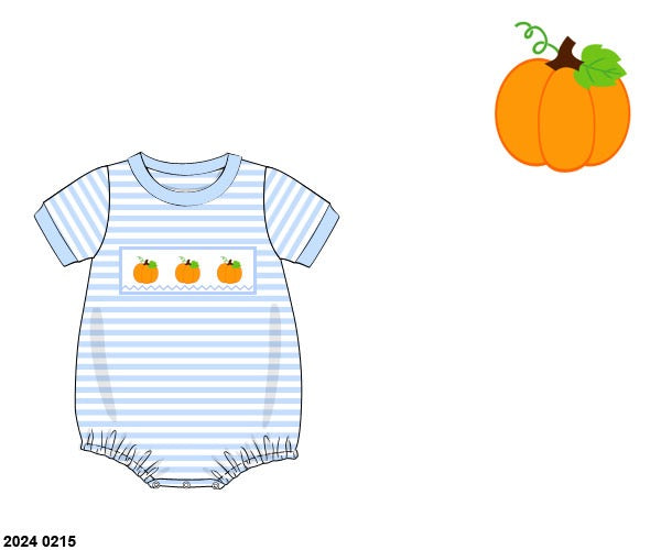 RTS: Connor's Smocked Pumpkins- Boys Knit Bubble