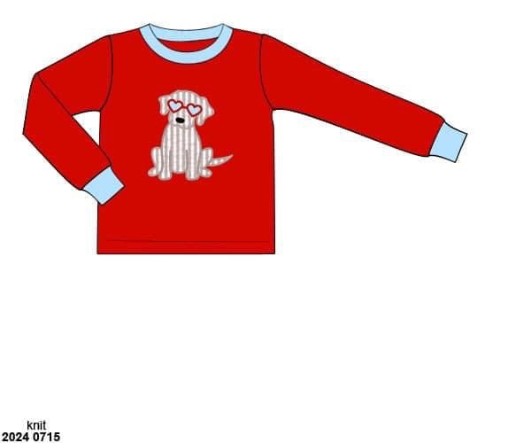 RTS: Valentine Shirt Only- Boys BBS Puppy Knit Shirt