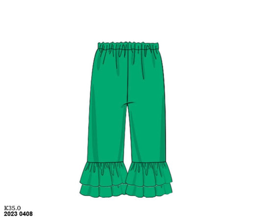 RTS: Girls Knit Ruffle Pants- Kelly Green