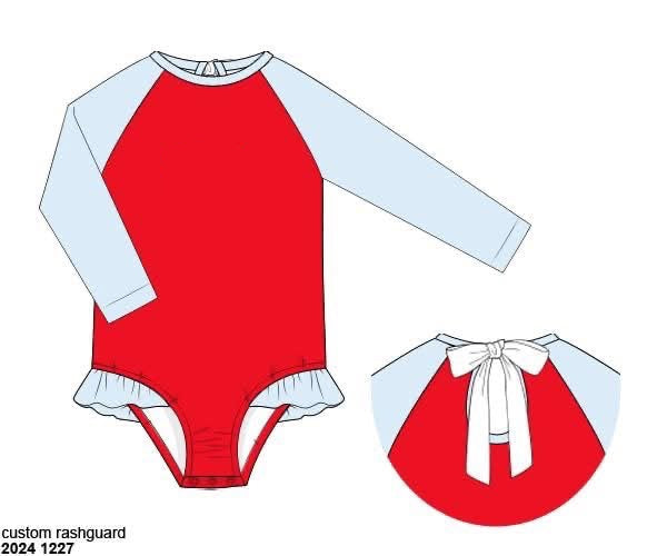RTS: Grand Ole Swim- Girls 1pc Long Sleeve Rash Guard Swim (No Monogram)