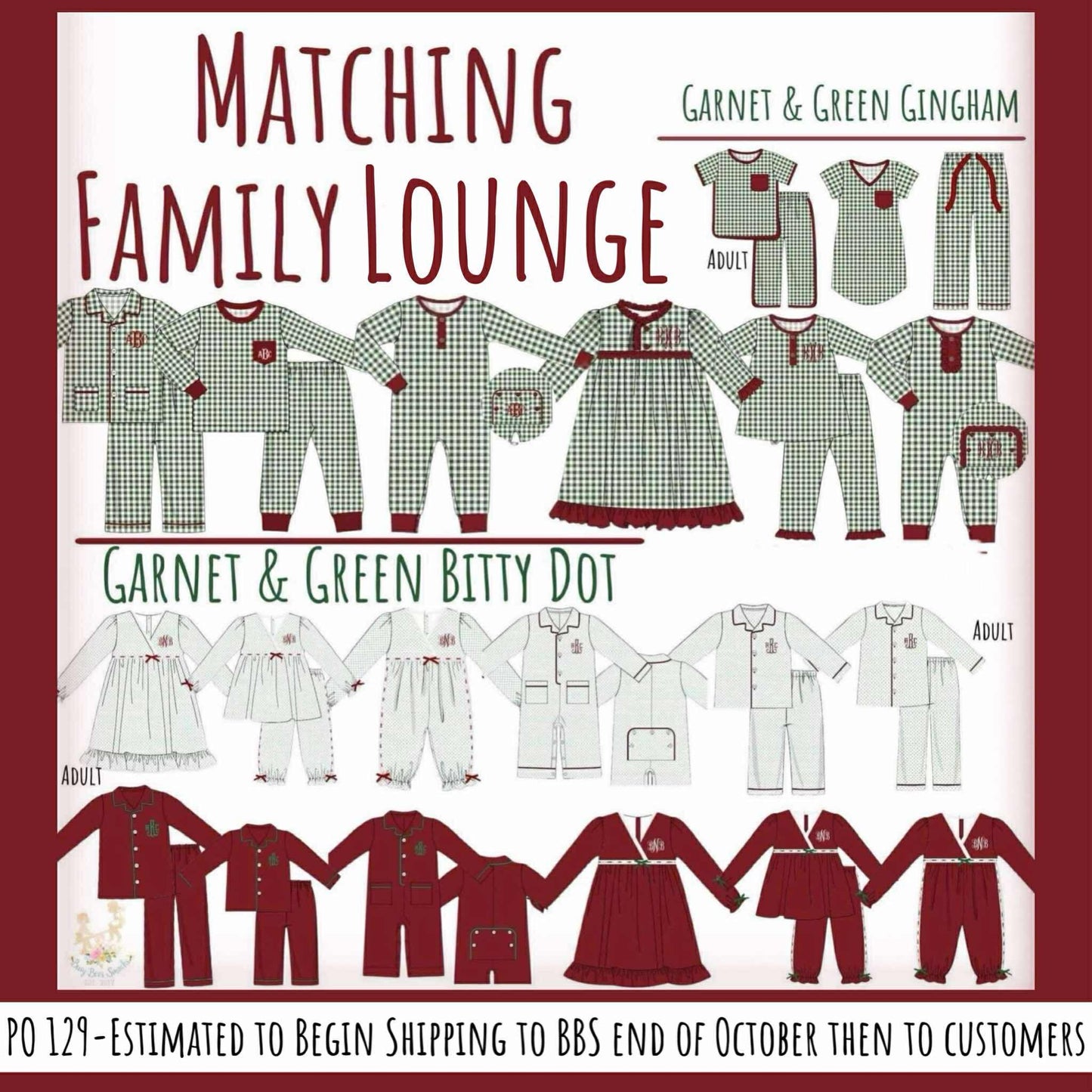 RTS: Family Lounge- Green Gingham Mom/Mini 2pc lounge set