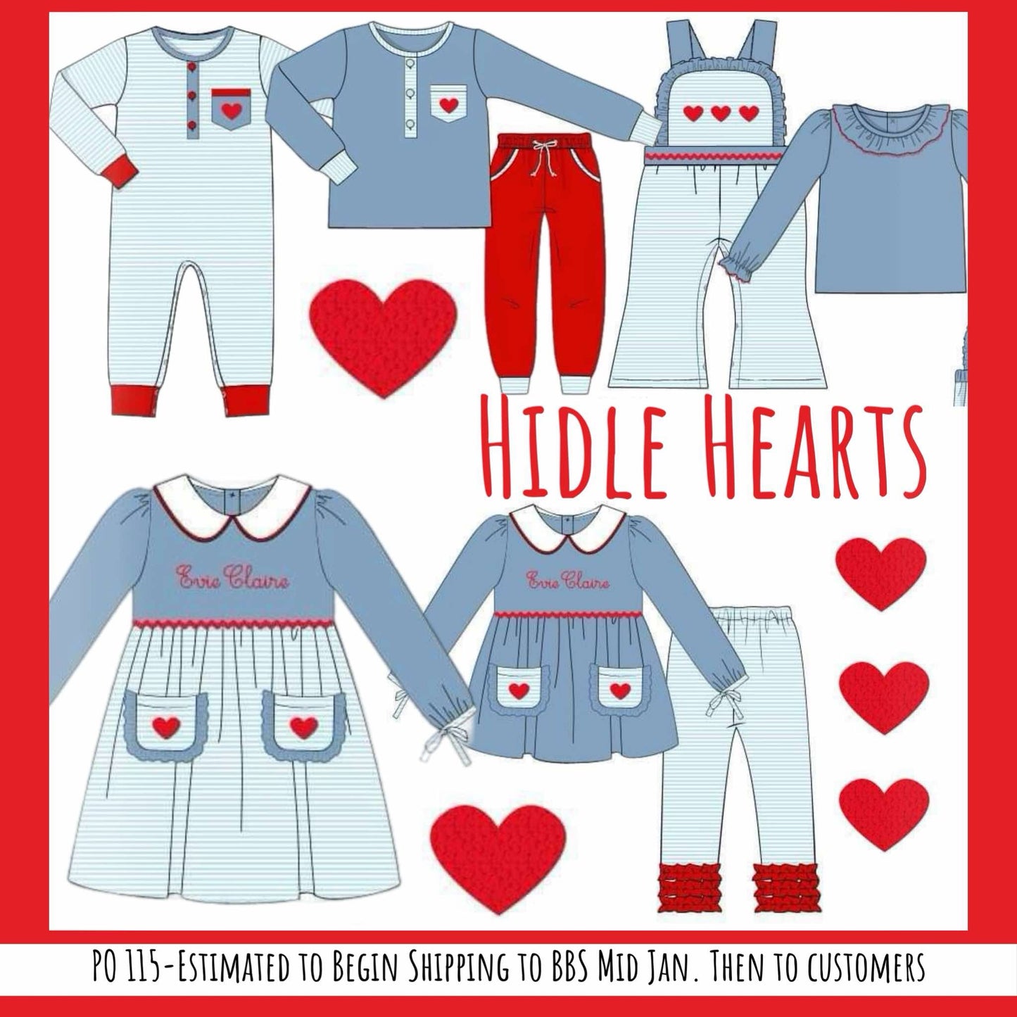 RTS: Hidle Hearts- Girls Knit 2pc Romper