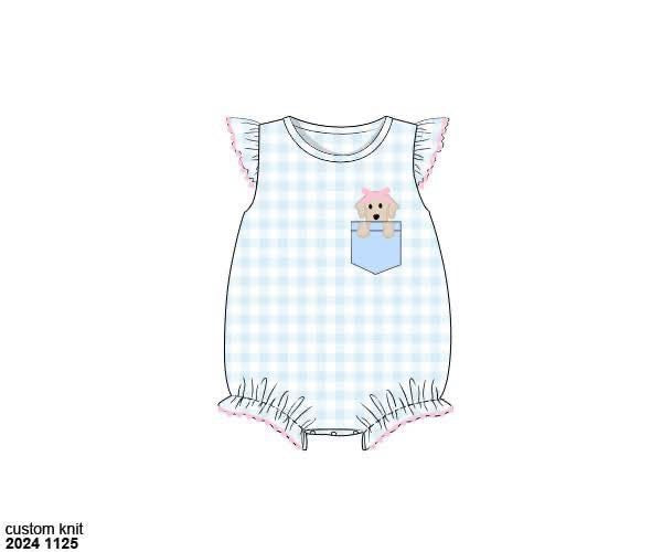 RTS: Puppy Pocket- Girls Knit Bubble