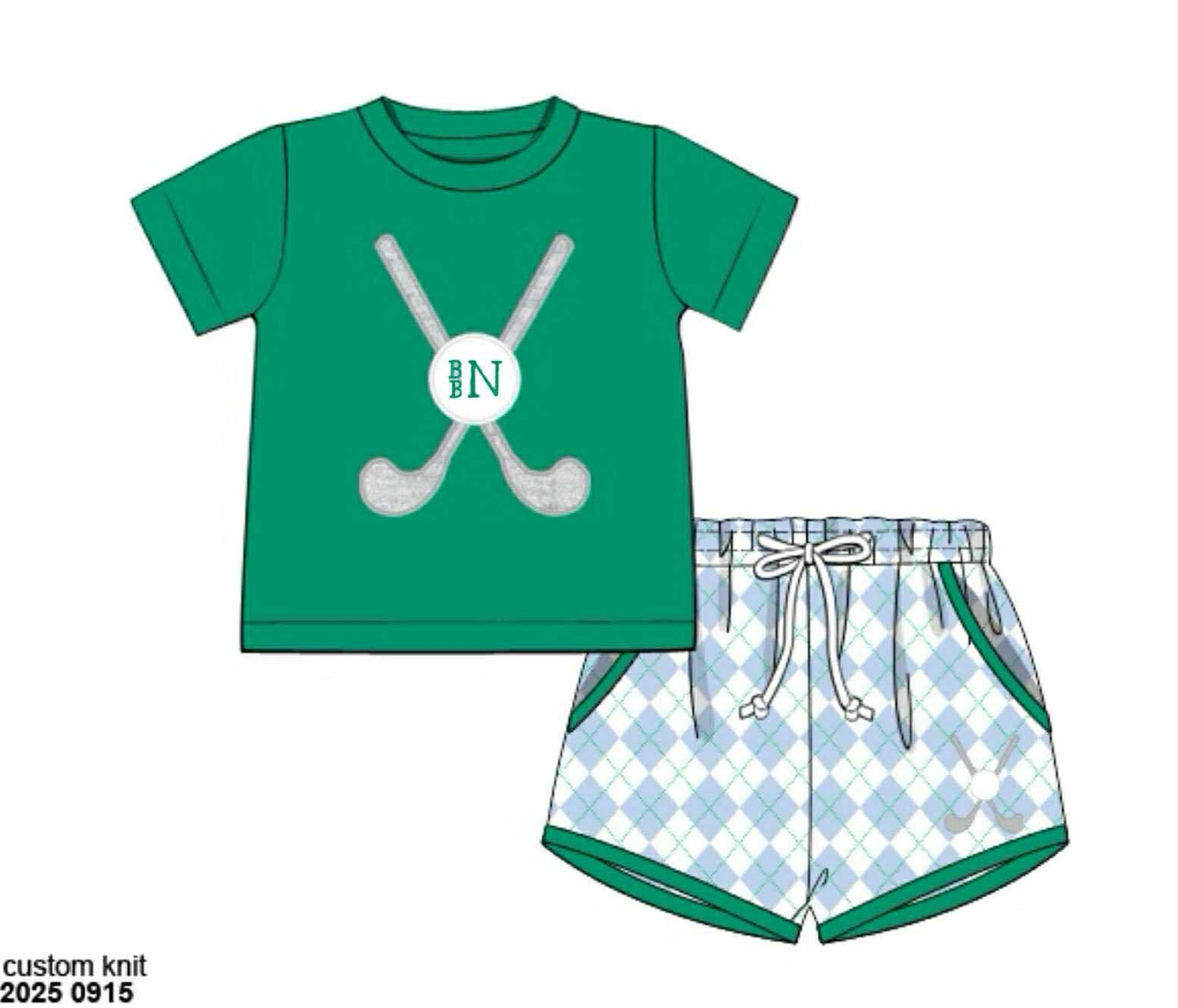 Pre Order 133: Country Club Prep- Boys Knit Shortie Set