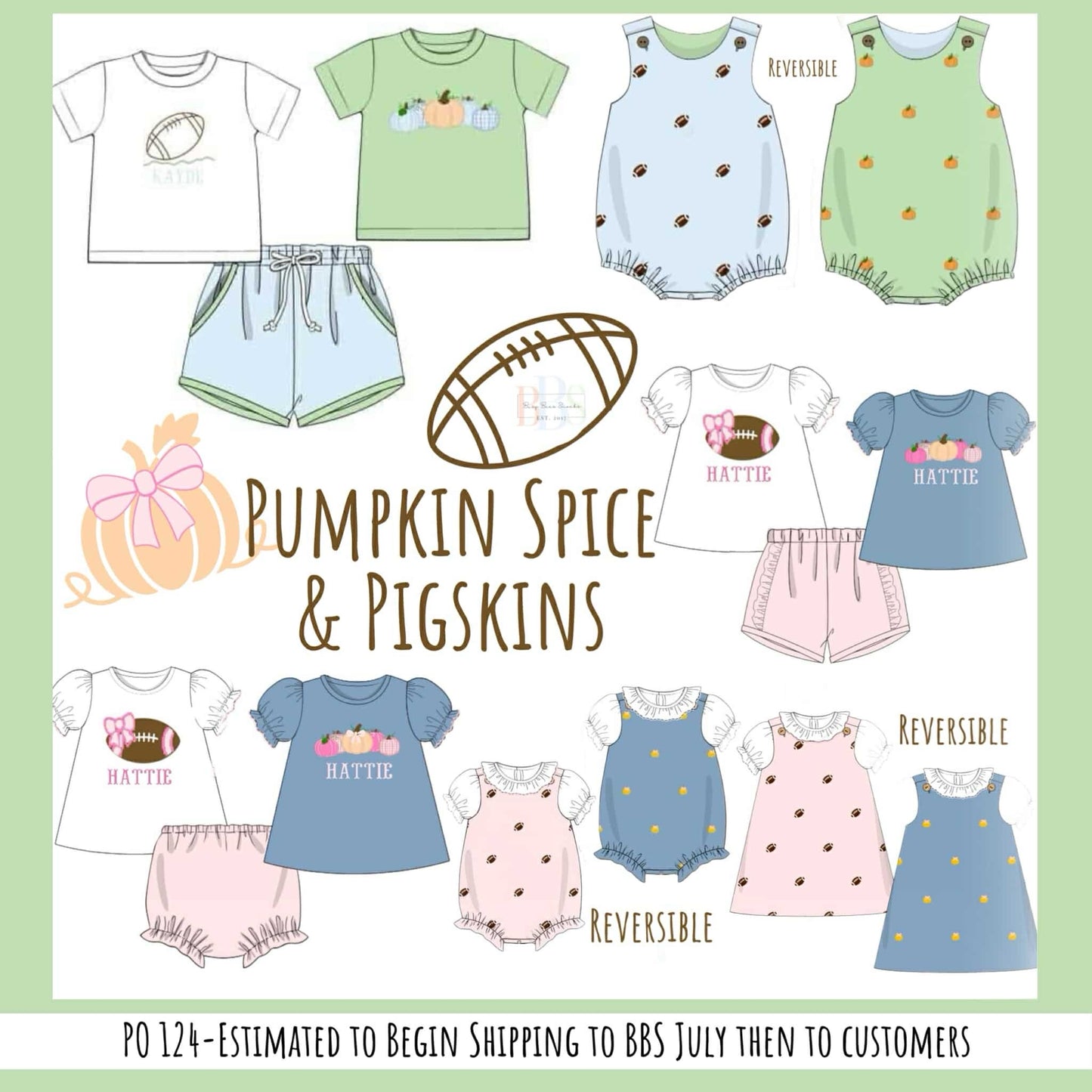 RTS: Pumpkin Spice & Pigskins- Girls 3pc Knit Shortie Set