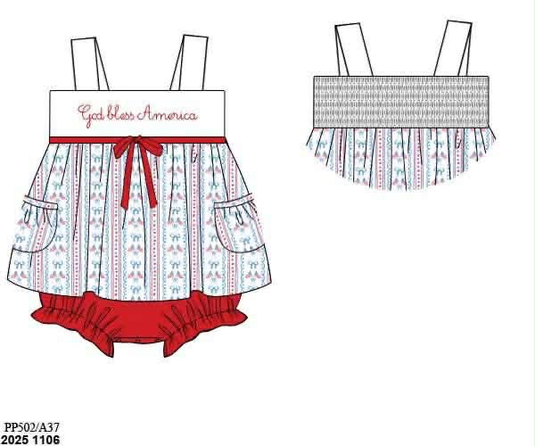 Pre Order 137: God Bless America- Girls Woven Bubble